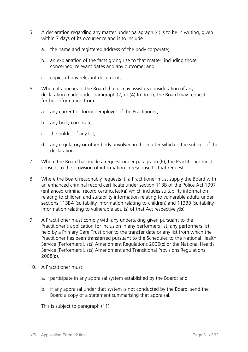 National Performers Lists Application Form - United Kingdom, Page 31