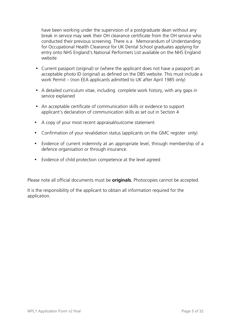 National Performers Lists Application Form - United Kingdom, Page 5