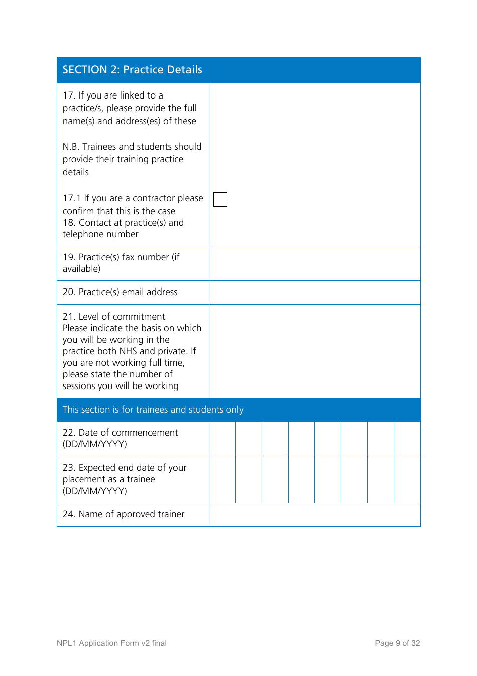 National Performers Lists Application Form - United Kingdom, Page 9