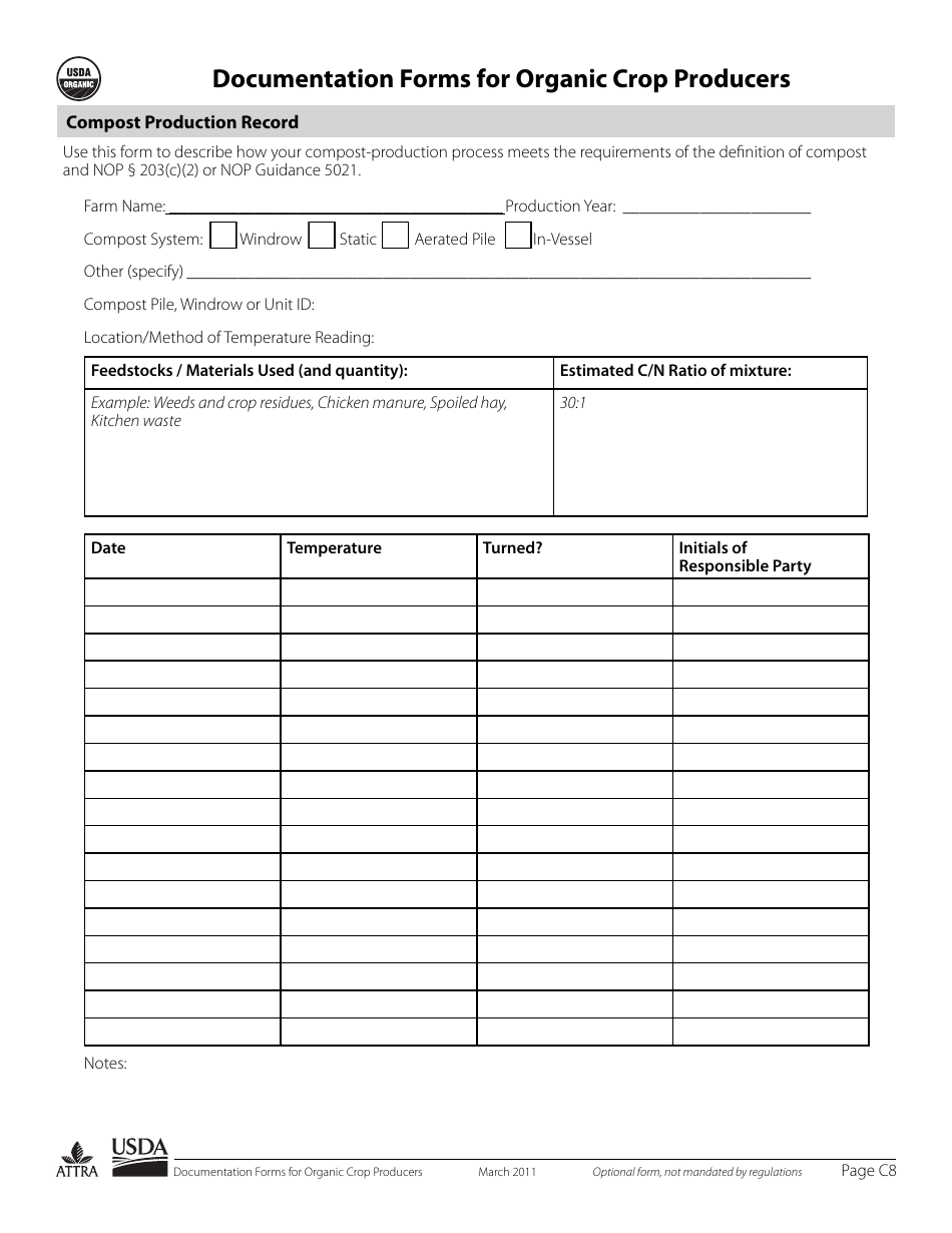 Documentation Forms for Organic Crop Producers, Page 8