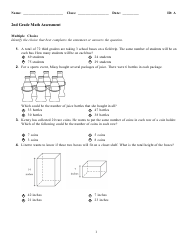 Math Assessment Worksheet - 2nd Grade