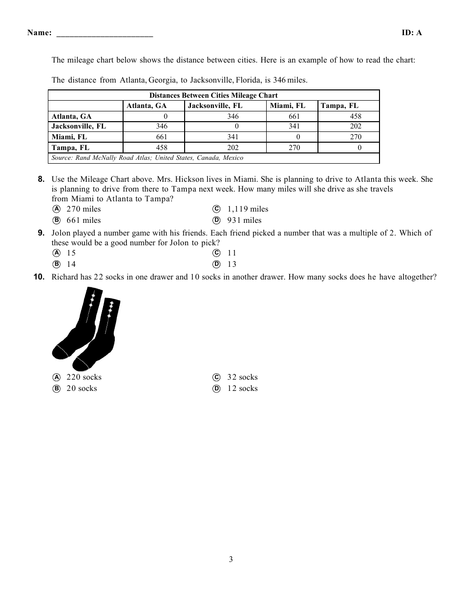 Math Assessment Worksheet - 2nd Grade, Page 3