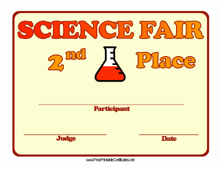 &quot;Science Fair Second Place Certificate Template&quot;