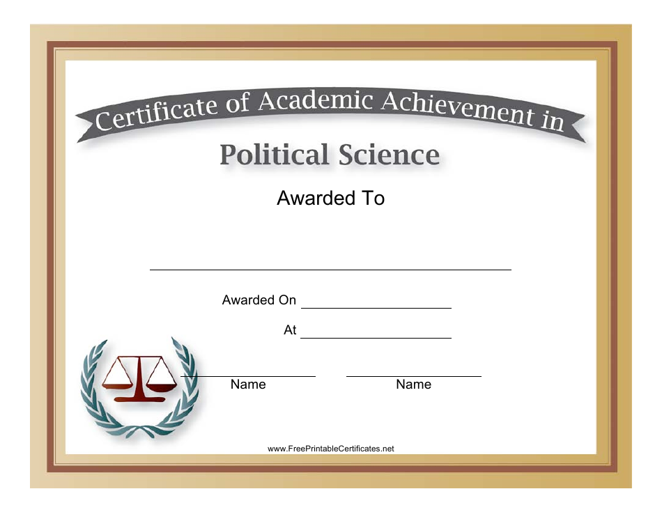 Political Science Academic Certificate Template preview