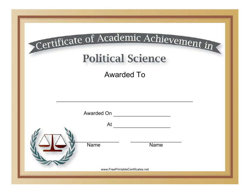Political Science Academic Certificate Template preview