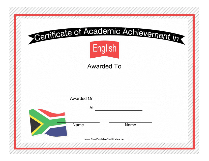 English Language Certificate of Achievement Template - Varicolored