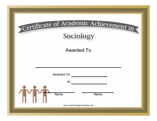Document preview: Sociology Academic Achievement Certificate Template