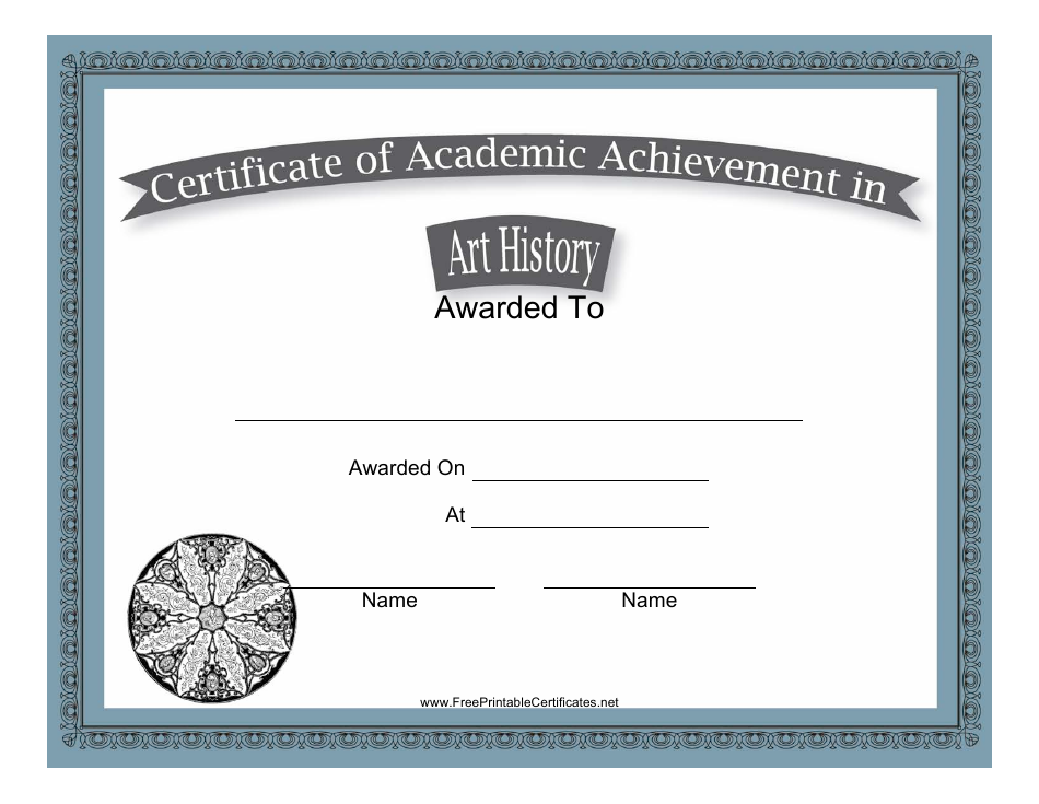 Art History Academic Achievement Certificate Template Download