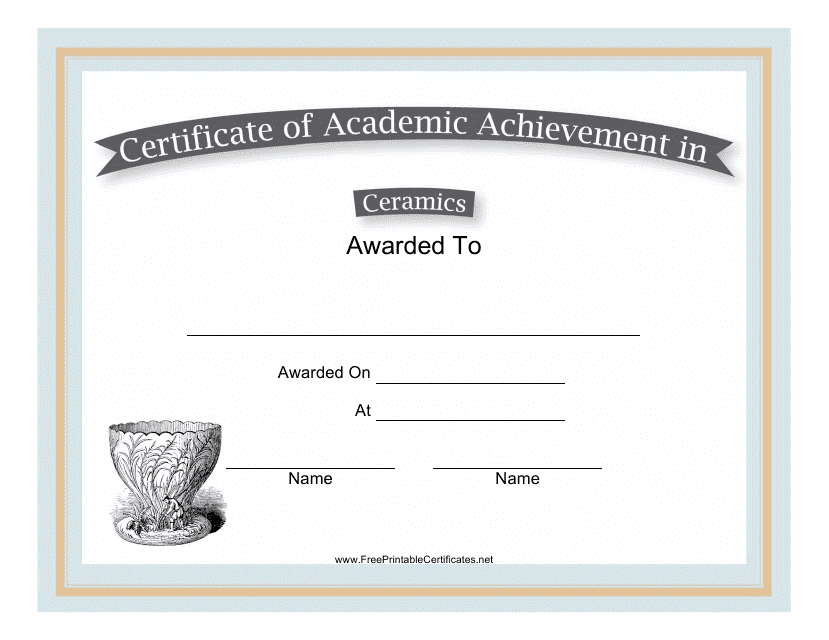 Ceramics Academic Achievement Certificate Template
