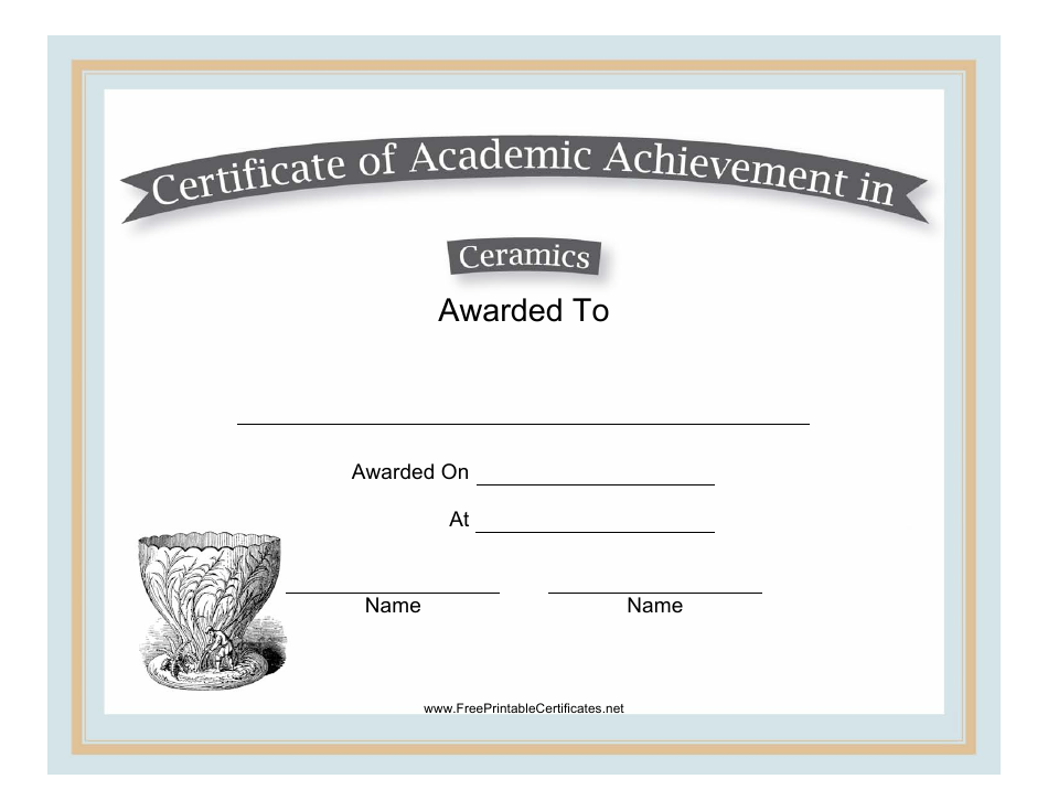 Ceramics Academic Achievement Certificate Template, Page 1