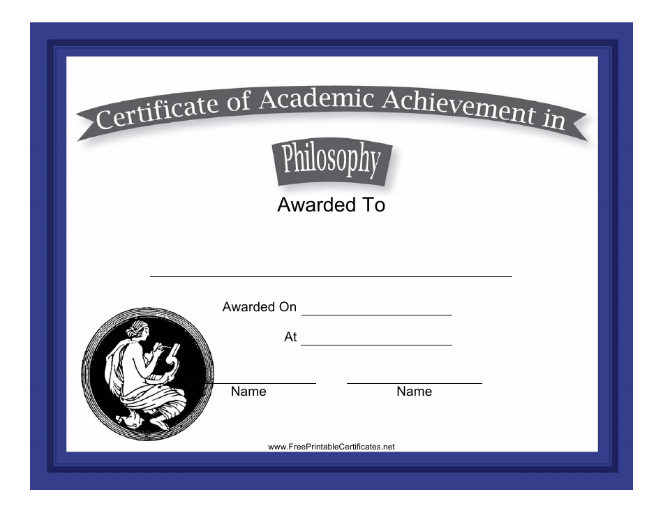 Philosophy Academic Achievement Certificate Template, Page 1