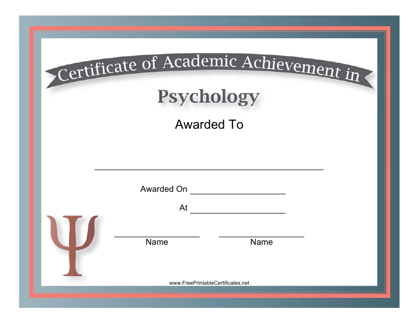 Psychology Academic Achievement Certificate Template
