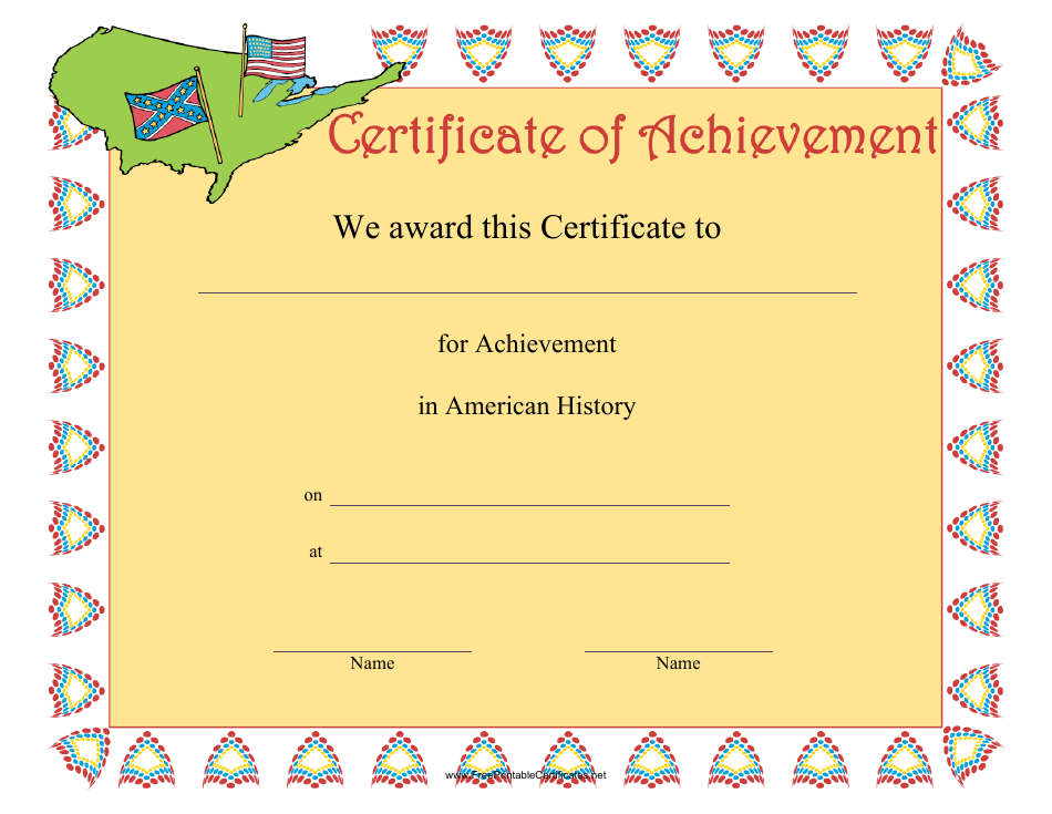 American History Achievement Certificate Template Download Printable