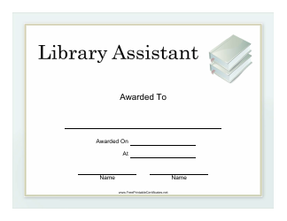 Document preview: Library Assistant Certificate Template