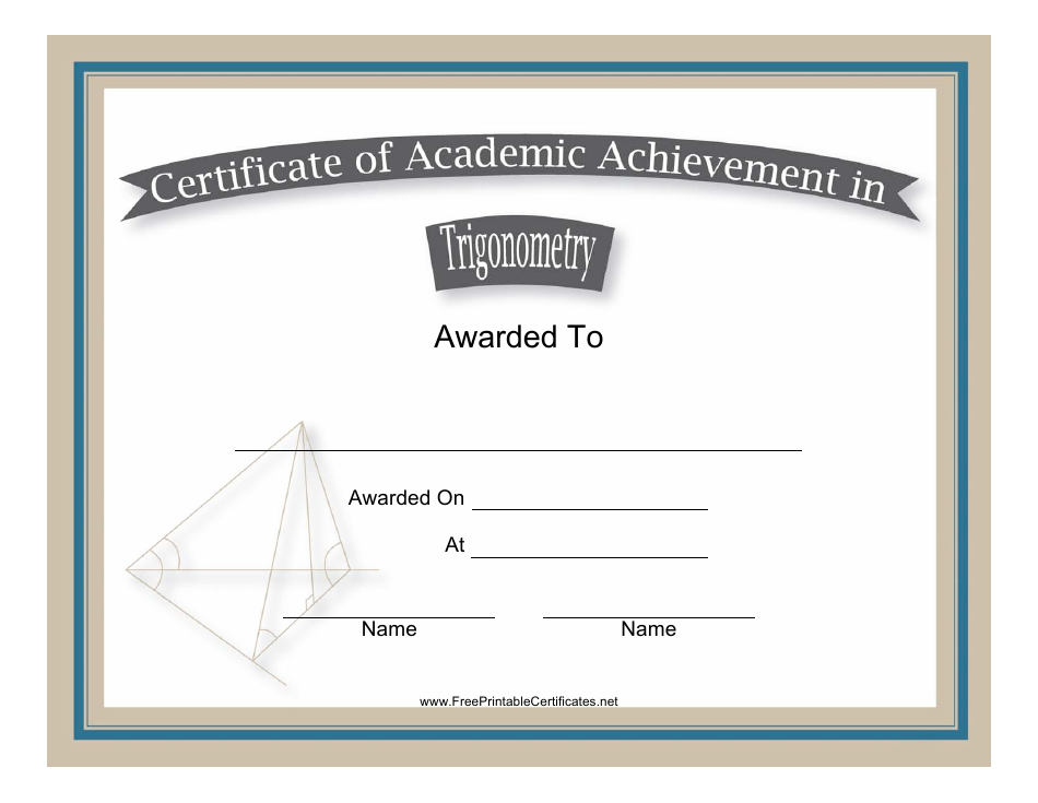 Trigonometry Academic Achievement Certificate Template Image Preview