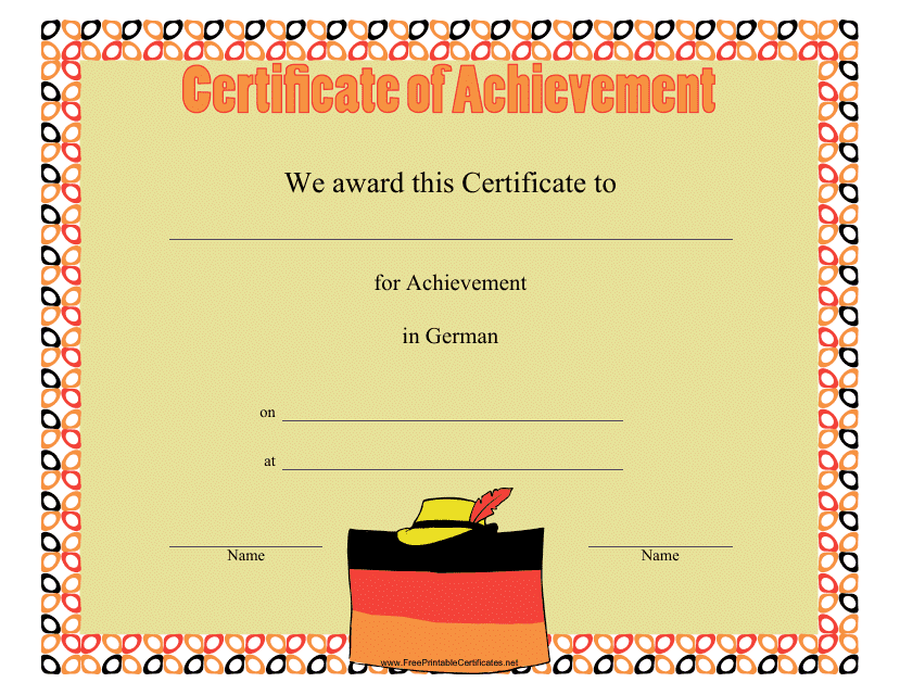 German Achievement Certificate Template - TemplateRoller