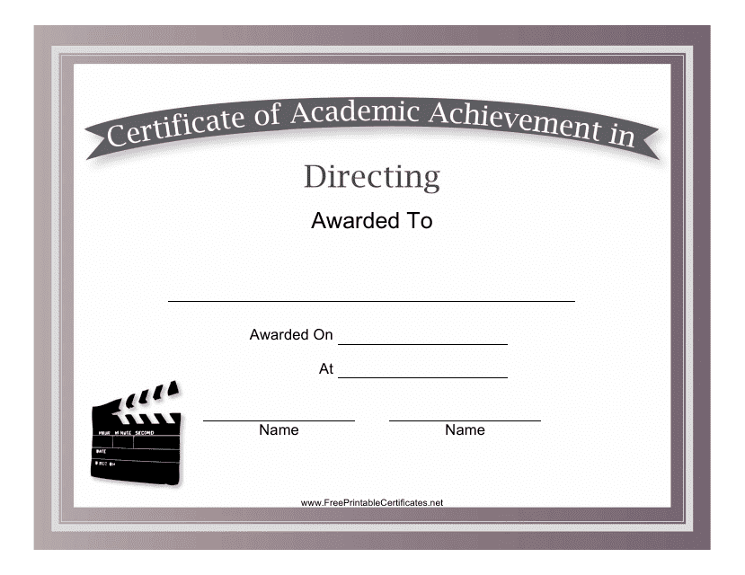 Directing Academic Achievement Certificate Template Download Pdf