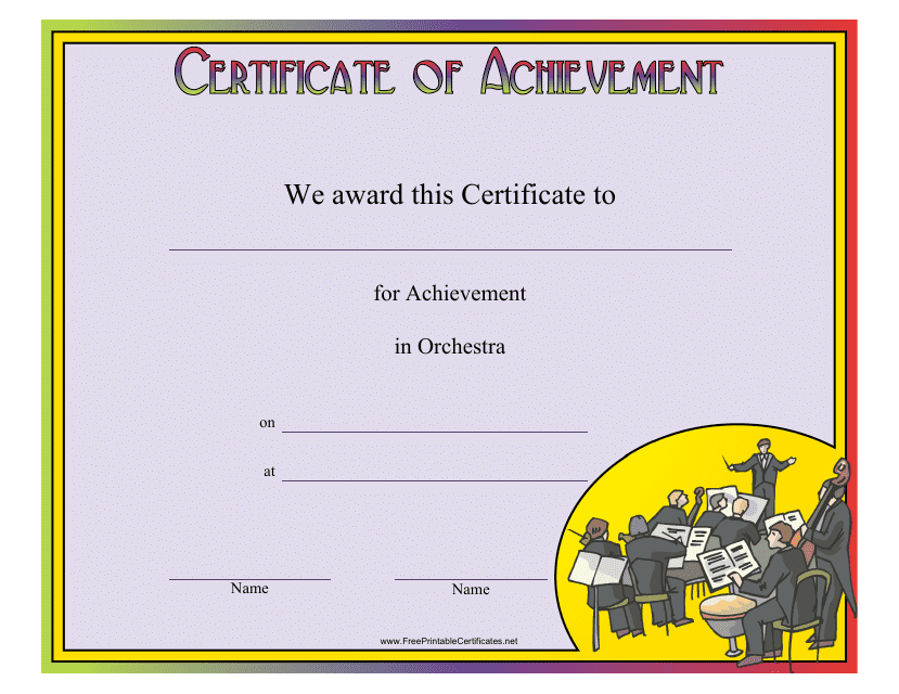 &quot;Orchestra Achievement Certificate Template&quot; Download Pdf