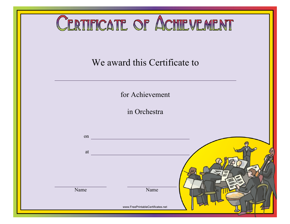 Orchestra Achievement Certificate Template