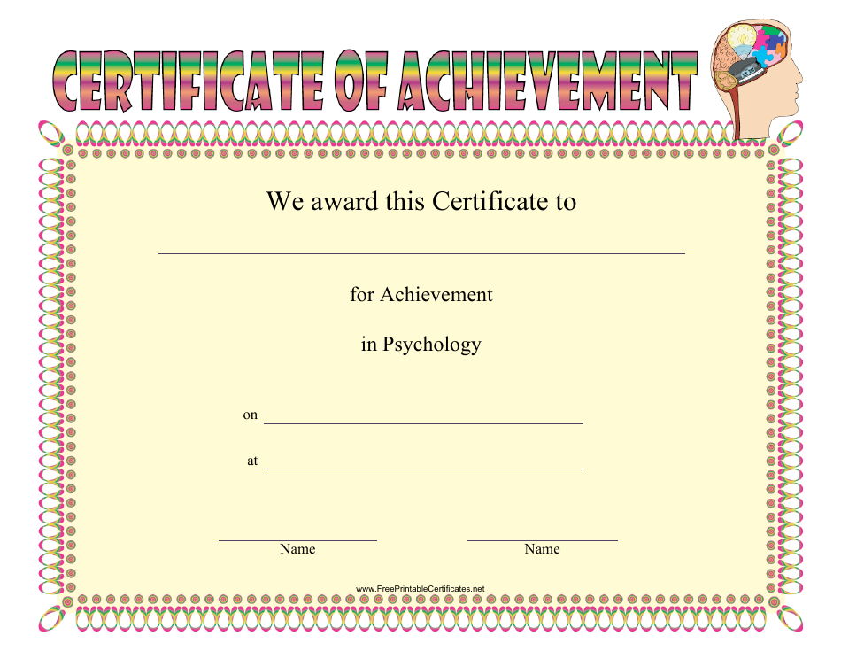 Psychology Achievement Certificate Template Beautifully Designed