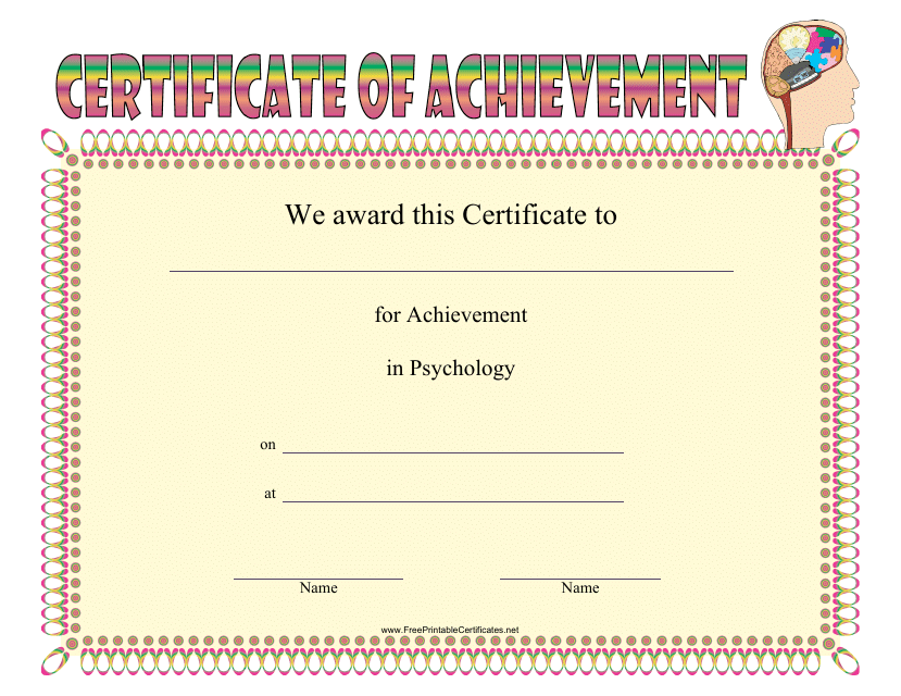 Psychology Achievement Certificate Template