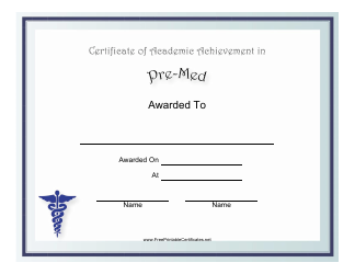 Document preview: Pre-med Academic Achievement Certificate Template