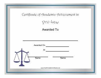 &quot;Pre-law Academic Achievement Certificate Template&quot;
