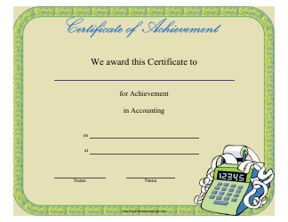 &quot;Accounting Achievement Certificate Template&quot;