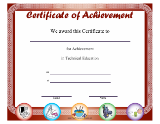 &quot;Technical Education Achievement Certificate Template&quot;