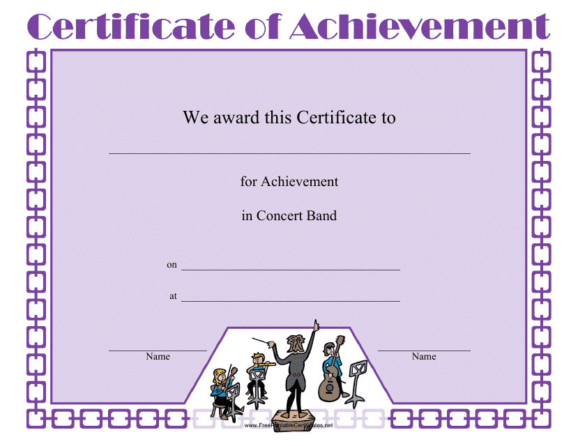 Concert Band Achievement Certificate Template