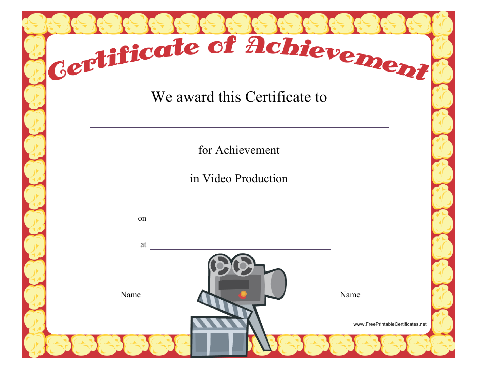 Video Production Achievement Certificate Template - Customize and Generate Certificates Online