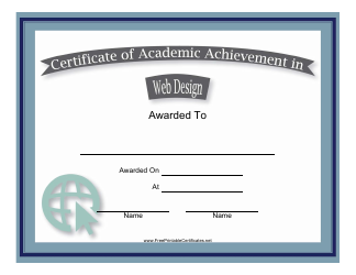 Document preview: Web Design Academic Achievement Certificate Template