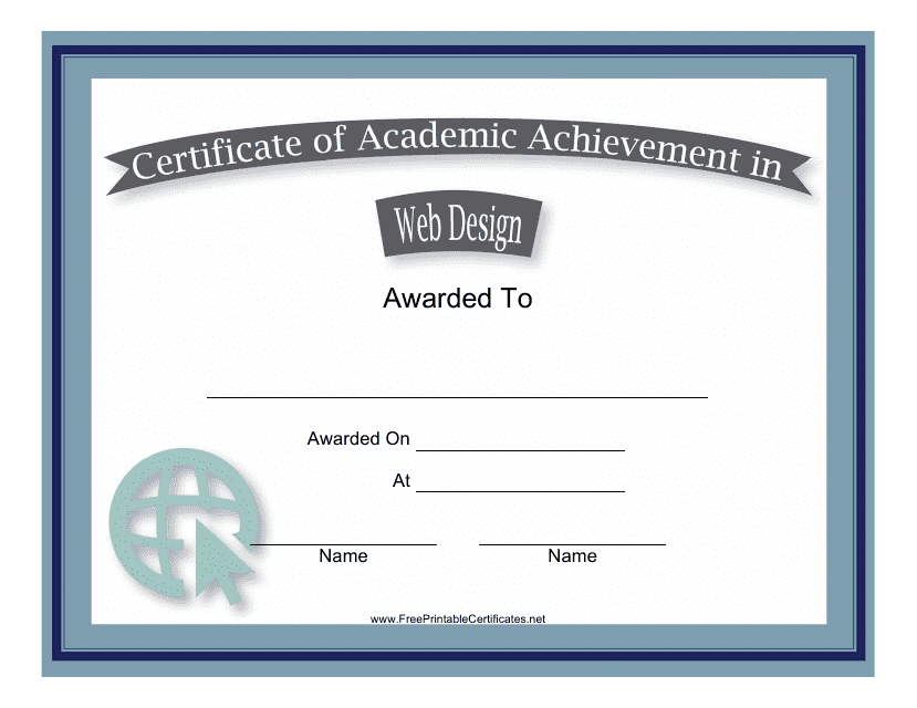 &quot;Web Design Academic Achievement Certificate Template&quot; Download Pdf