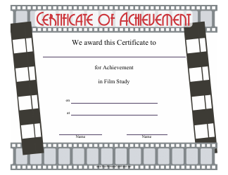 Document preview: Film Study Achievement Certificate Template