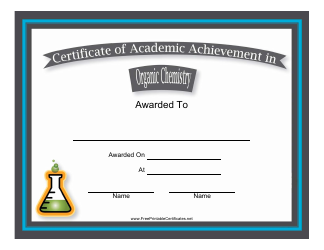 Document preview: Organic Chemistry Academic Achievement Certificate Template