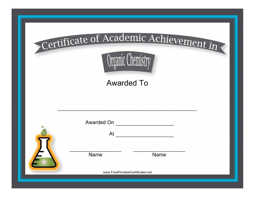 &quot;Organic Chemistry Academic Achievement Certificate Template&quot; Download Pdf