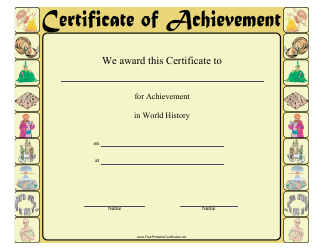 Document preview: World History Achievement Certificate Template