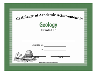 Document preview: Geology Academic Achievement Certificate Template