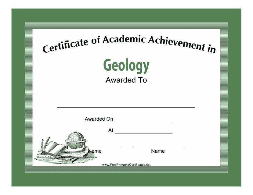 Geology Academic Achievement Certificate Template - Preview Image