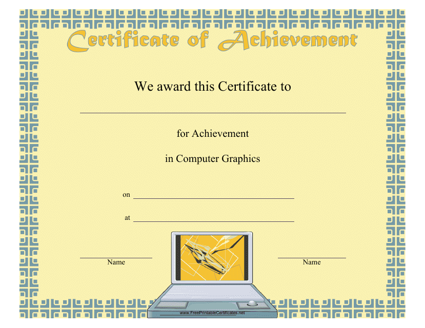 Computer Graphics Achievement Certificate Template