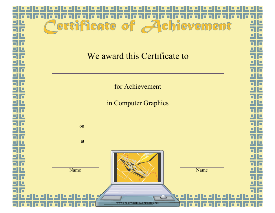 Computer Graphics Achievement Certificate Template Download Printable