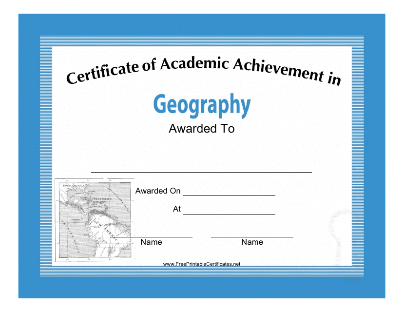 Geography Academic Achievement Certificate Template - Preview