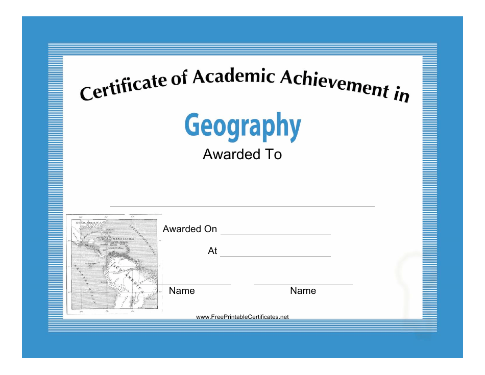 Geography Academic Achievement Certificate Template - Preview