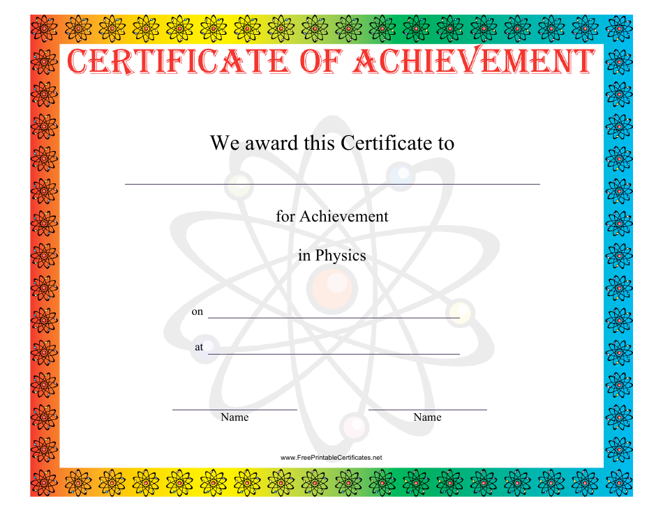 Physics Achievement Certificate Template - Preview Image