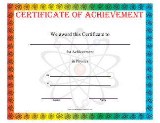 Document preview: Physics Achievement Certificate Template