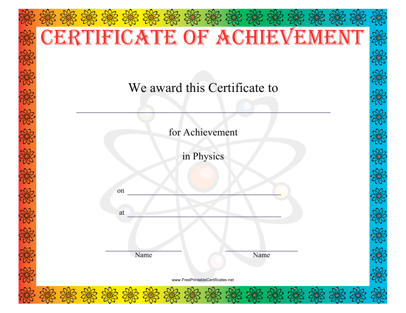 Physics Achievement Certificate Template - Preview Image