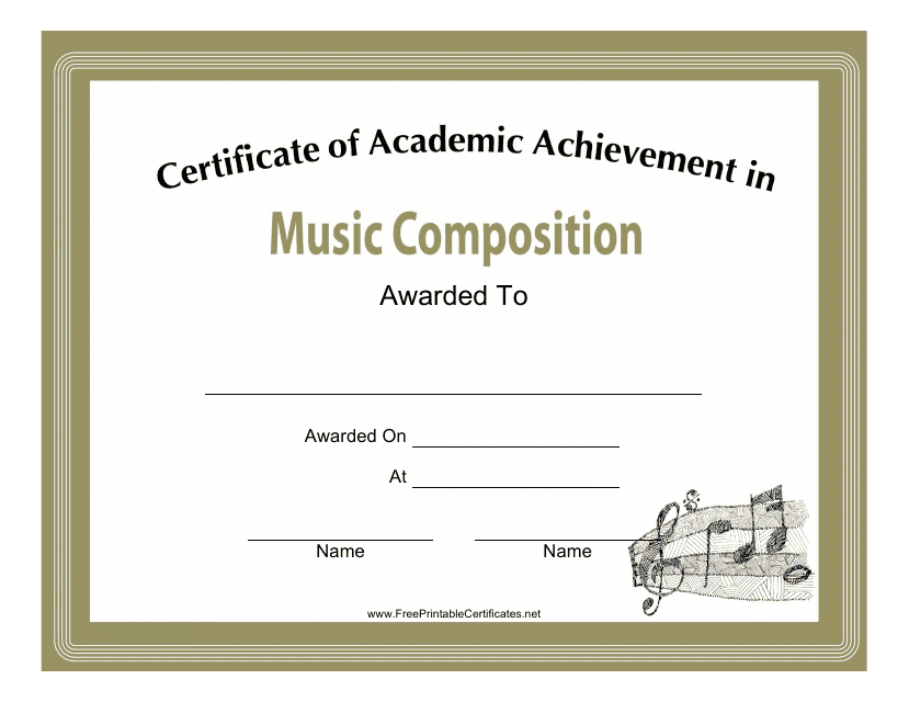 Music Composition Academic Achievement Certificate Template Download Pdf