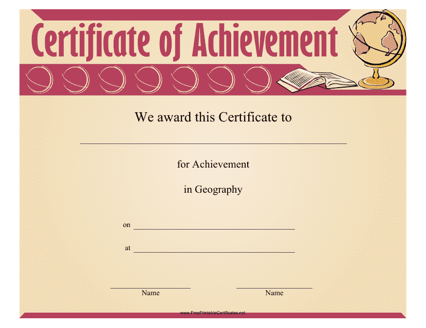 Geography Achievement Certificate Template Download Pdf