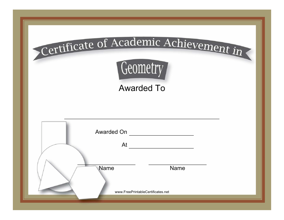 Geometry Academic Achievement Certificate Template, Page 1