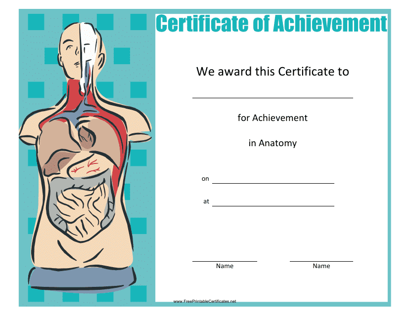 &quot;Anatomy Achievement Certificate Template&quot; Download Pdf